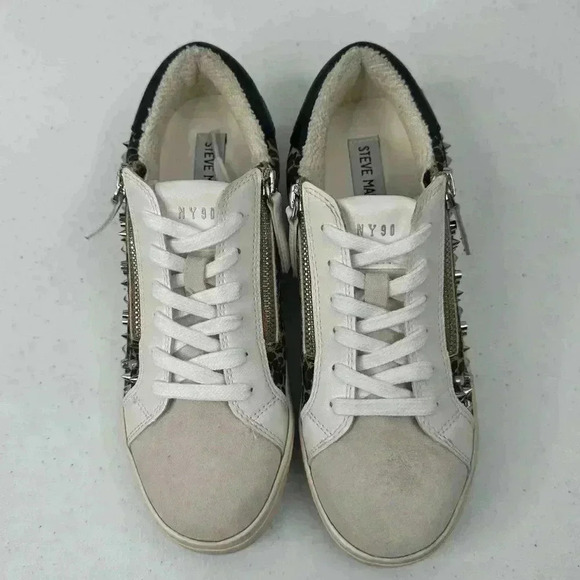 STEVE MADDEN Women’s PARKA Animal Print Studded Low Top Leather Sneakers SIZE 7M - Picture 3 of 12